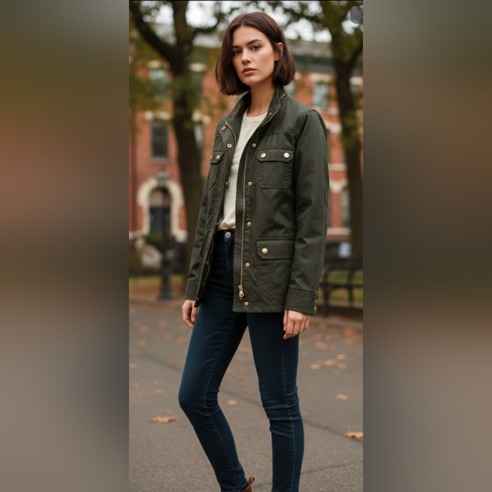 J. Crew Green and Gold Military Field Jacket